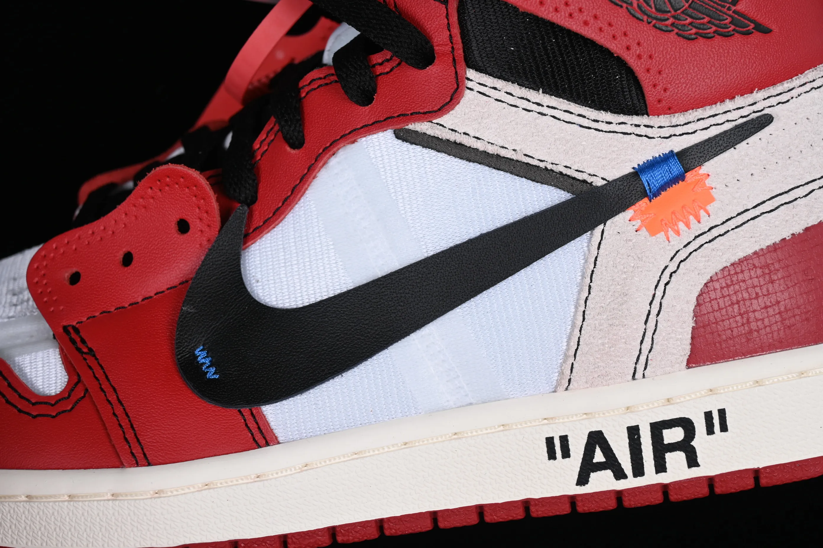 All categories Air Jordan Jordan series basketball shoes Air Jordan 1 High LJR version Off White x Air Jordan OW AJ1 Joe 1 joint white and red high-top basketball shoes AA3834-101
